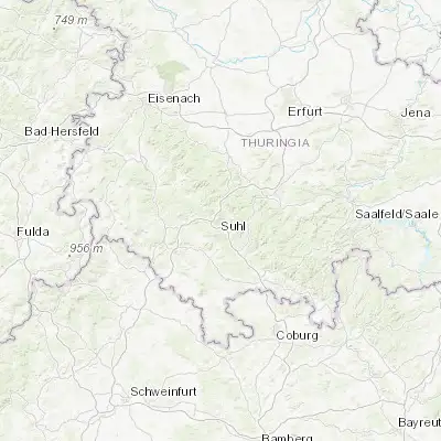 Map showing location of Suhl (50.609110, 10.694010)