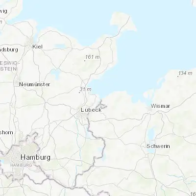 Map showing location of Travemünde (53.963040, 10.870900)