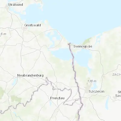 Map showing location of Ueckermünde (53.737950, 14.044730)