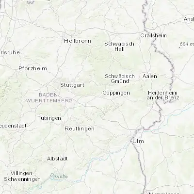 Map showing location of Uhingen (48.704750, 9.585700)