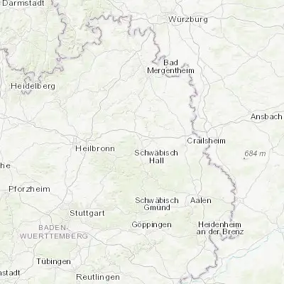 Map showing location of Untermünkheim (49.152550, 9.733840)
