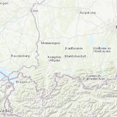 Map showing location of Unterthingau (47.771550, 10.504460)