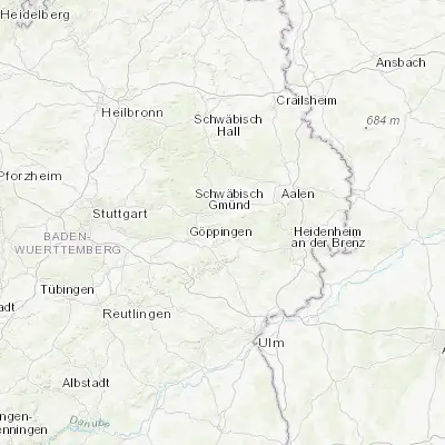 Map showing location of Waldstetten (48.766150, 9.821350)