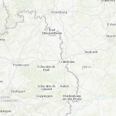 Map showing location of Wallhausen (49.210420, 10.062190)