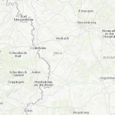 Map showing location of Wassertrüdingen (49.043280, 10.599060)