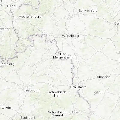 Map showing location of Weikersheim (49.478660, 9.899770)