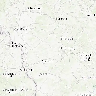 Map showing location of Wilhermsdorf (49.483080, 10.715550)