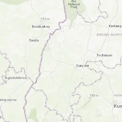 Map showing location of Berekum (7.453400, -2.584040)