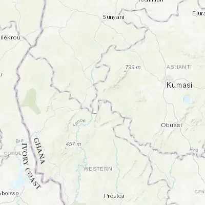 Map showing location of Bibiani (6.463460, -2.319380)