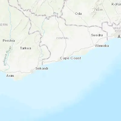 Map showing location of Cape Coast (5.105350, -1.246600)
