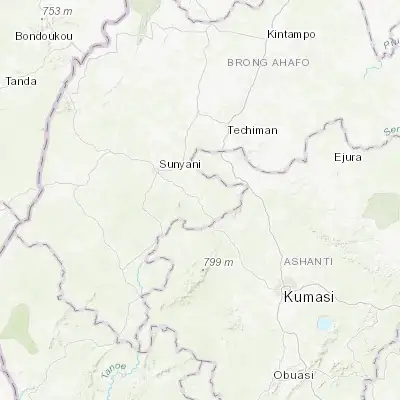Map showing location of Duayaw-Nkwanta (7.174870, -2.099610)