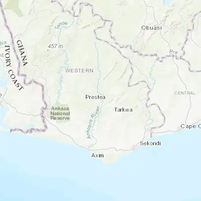 Map showing location of Prestea (5.433850, -2.142950)
