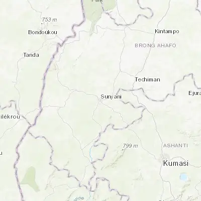 Map showing location of Sunyani (7.339910, -2.326760)