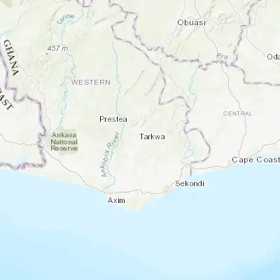 Map showing location of Tarkwa (5.303830, -1.989560)