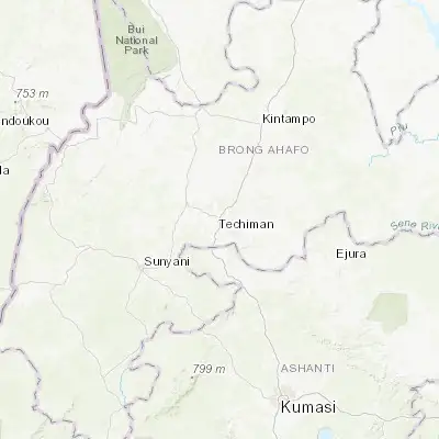 Map showing location of Techiman (7.590540, -1.939470)