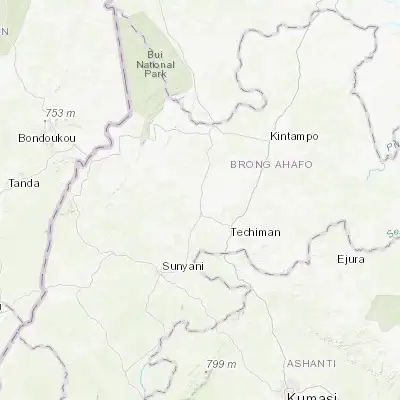 Map showing location of Wankyi (7.738550, -2.103600)