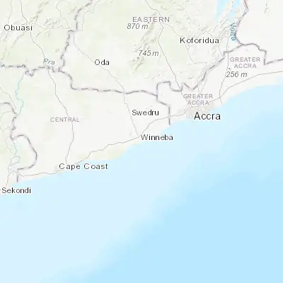 Map showing location of Winneba (5.351130, -0.623130)