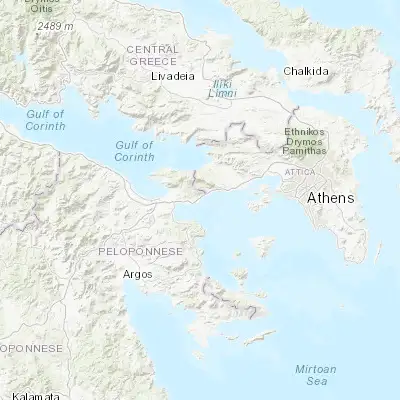 Map showing location of Ágioi Theódoroi (37.927360, 23.142210)