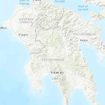 Map showing location of Megalópoli (37.401110, 22.142220)