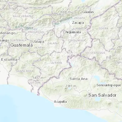 Map showing location of Asunción Mita (14.333650, -89.710940)