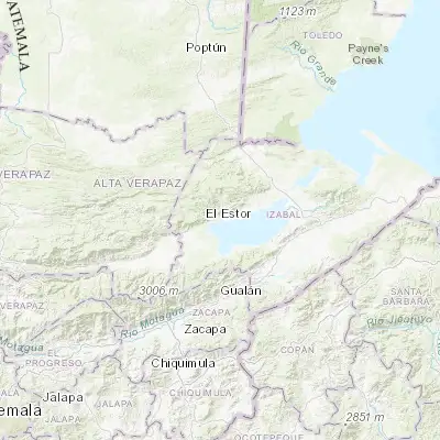 Map showing location of El Estor (15.532210, -89.331110)