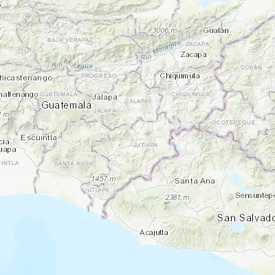 Map showing location of El Progreso (14.356040, -89.848540)