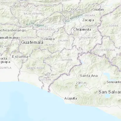 Map showing location of Jutiapa (14.291670, -89.895830)