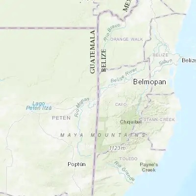 Map showing location of Melchor de Mencos (17.066060, -89.152290)