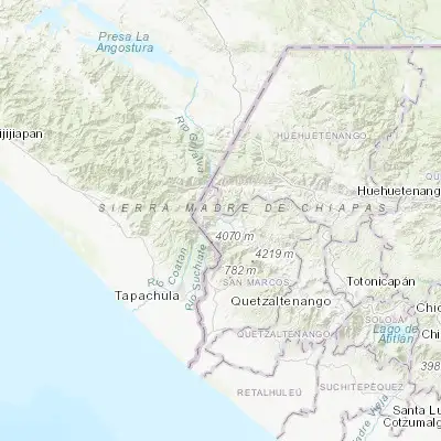 Map showing location of Tacaná (15.240580, -92.067210)