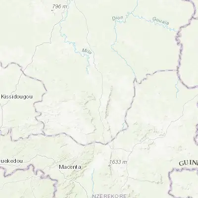 Map showing location of Kérouané (9.266670, -9.016670)