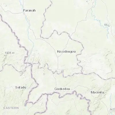 Map showing location of Kissidougou (9.184800, -10.099870)