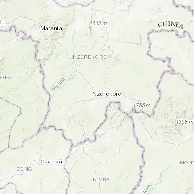 Map showing location of Nzérékoré (7.756240, -8.817900)