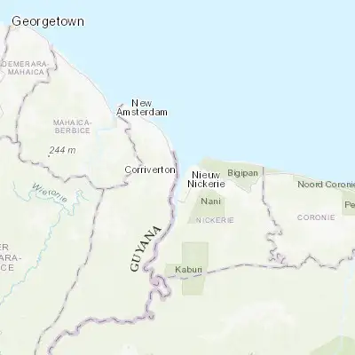 Map showing location of Skeldon (5.883330, -57.133330)