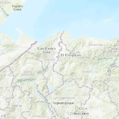 Map showing location of El Progreso (15.400000, -87.800000)