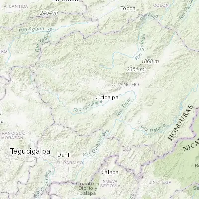 Map showing location of Juticalpa (14.666670, -86.219440)
