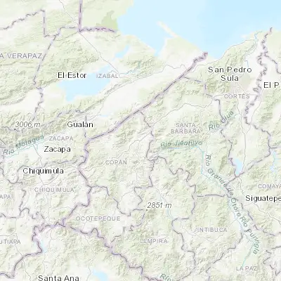 Map showing location of La Entrada (15.063810, -88.746270)