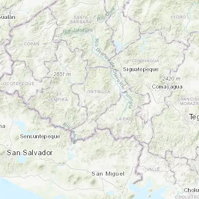 Map showing location of La Esperanza (14.311110, -88.180560)