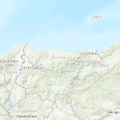 Map showing location of La Masica (15.616670, -87.116670)