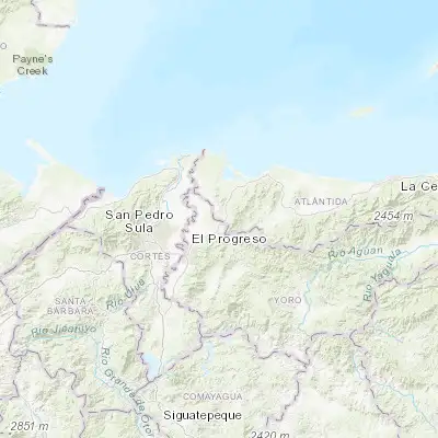 Map showing location of Mezapa (15.583330, -87.650000)