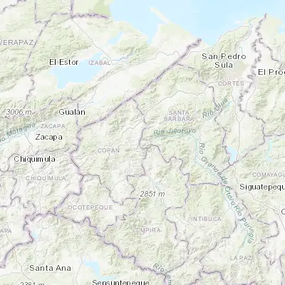 Map showing location of Naranjito (14.952970, -88.683330)