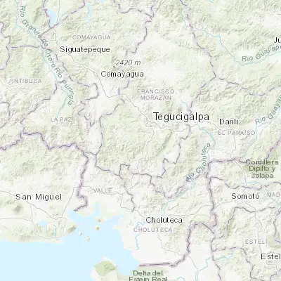 Map showing location of Ojojona (13.933890, -87.295830)