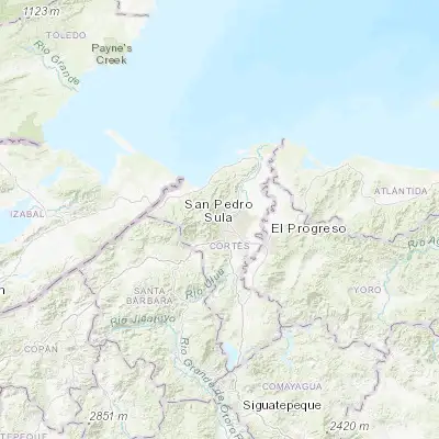 Map showing location of Peña Blanca (15.533330, -88.050000)