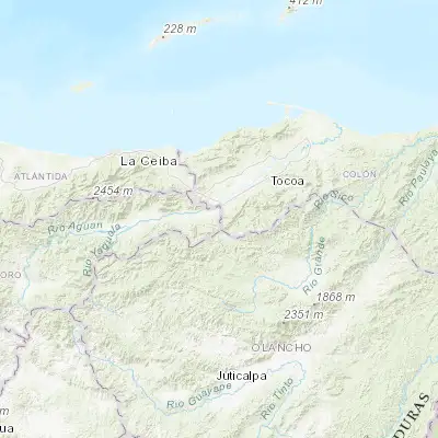 Map showing location of Sabá (15.466670, -86.250000)
