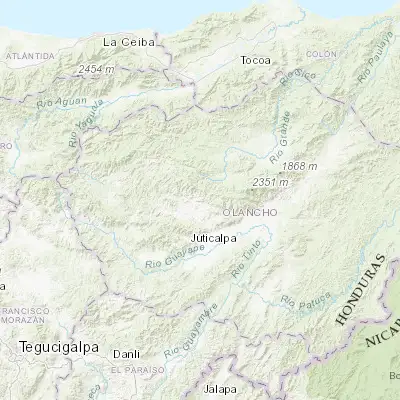 Map showing location of San Francisco de la Paz (14.900000, -86.200000)
