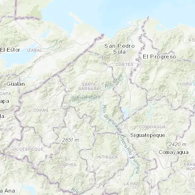 Map showing location of San José de Colinas (15.041010, -88.301860)