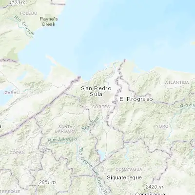 Map showing location of San Pedro Sula (15.504170, -88.025000)