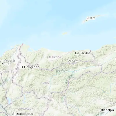 Map showing location of Santa Ana (15.650000, -87.066670)