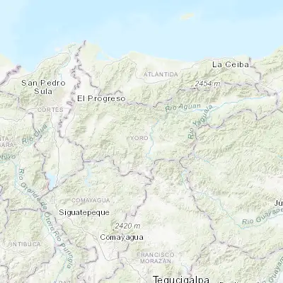 Map showing location of Santa Rita (15.166670, -87.283330)