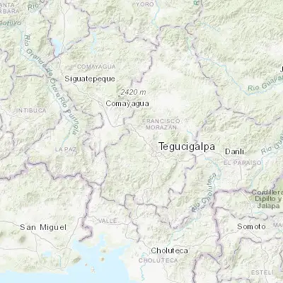 Map showing location of Támara (14.150000, -87.333330)