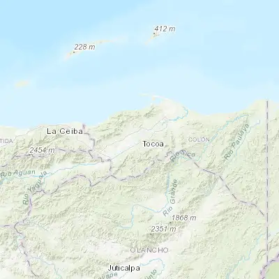 Map showing location of Tocoa (15.683330, -86.000000)